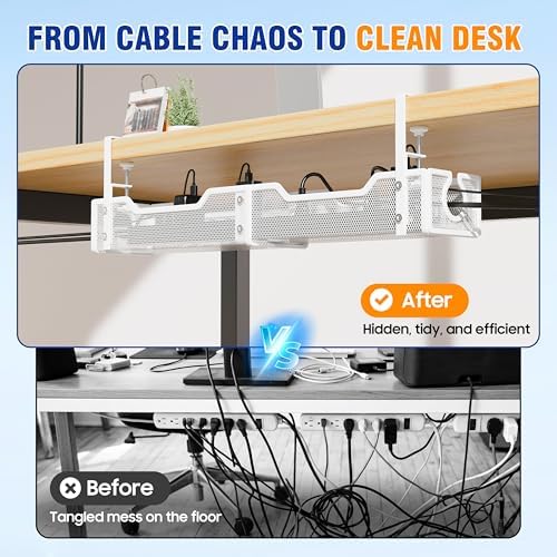 Cable Management Under Desk - 25.2" Open Slots No Dill Cable Tray