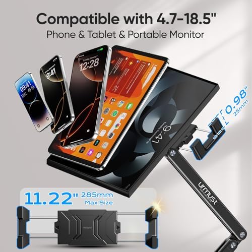 Urmust Portable Monitor Stand 15.6" Dual Arm iPad Stand for Desk