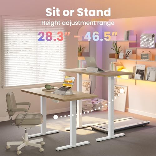 HUANUO 71x30 Inch Electric Standing Desk, Height Adjustable, Light Walnut