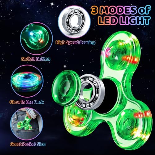 Fidget Spinner 2 Pack, Light up Sensory Fidget Toys Adults Kids Autism ADHD
