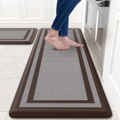 2PCS Kitchen Rugs Cushioned Anti-Fatigue Kitchen Mats Comfort Standing Mat