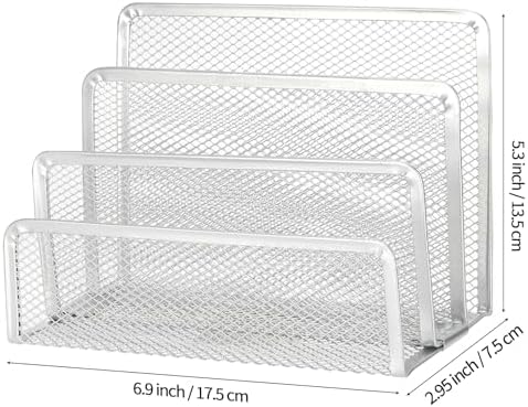 2 Pieces Desk Mail Organizer, Metal Mesh Small File Holders Letter Organizer, Bill/Document/Filing/Folders/Paper Organizer for Desktop (GREY-2PCS)