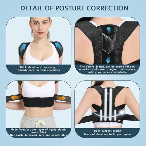 Back Brace Posture Corrector, Adjustable Posture Back Brace, Men/Women back posture corrector, Upper and Lower Back Pain Relief - Scoliosis, Hunchback, Spine Corrector (M)