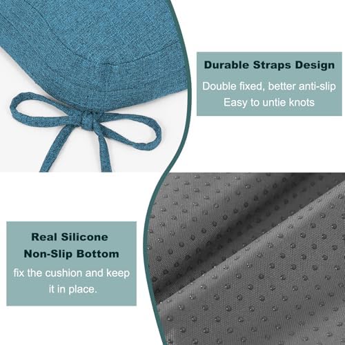 baibu 2-Layer Dining Chair Cushions, 2 Pack, 16.5 x 16.5 x 3.5 in, Blue