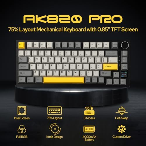 EPOMAKER Ajazz AK820 Pro Wireless Mechanical Keyboard with TFT Display&Knob