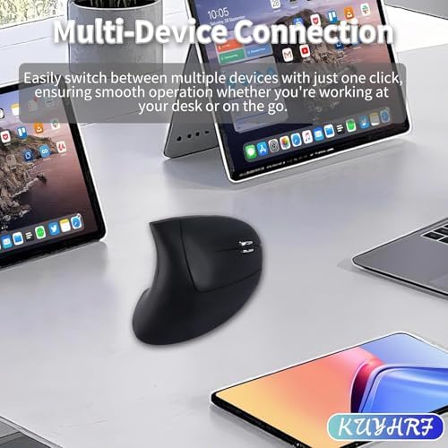 Ergonomic Vertical Wireless Mouse - USB C Dual Interface, Multi-Device Compatible, Reduces Hand Fatigue for PCs and Laptops, for Friends and Family (Black)