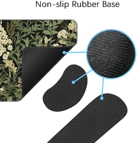 Desk Mat, Large Gaming Mouse Pad with Wrist Rest, 4 in1 XXL Mouse pad+Keyboard Wrist Rest+Mouse Pad Wrist Support+Cup Coaster Set, Ergonomic Desk Pad for Home Office,Weeds