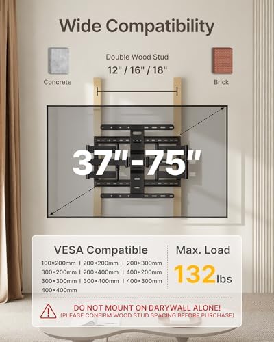 monTEK 1.1-Inch Ultra Slim Full Motion TV Wall Mount for 37-75 Inch TVs