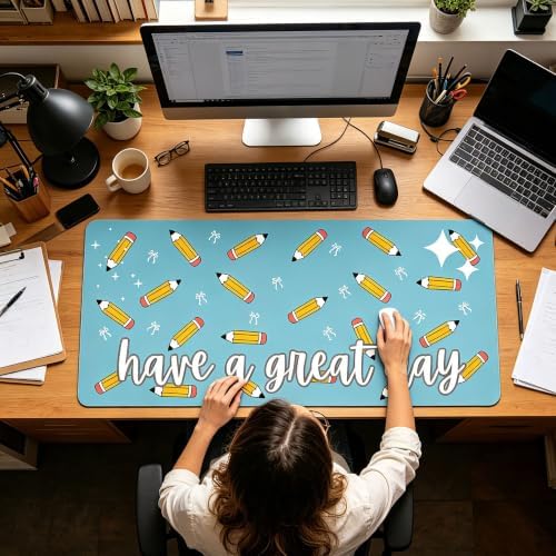 Cute Desk Mat for Teacher Large Mouse Pad for Keyboard and Mouse 35.4x15.7