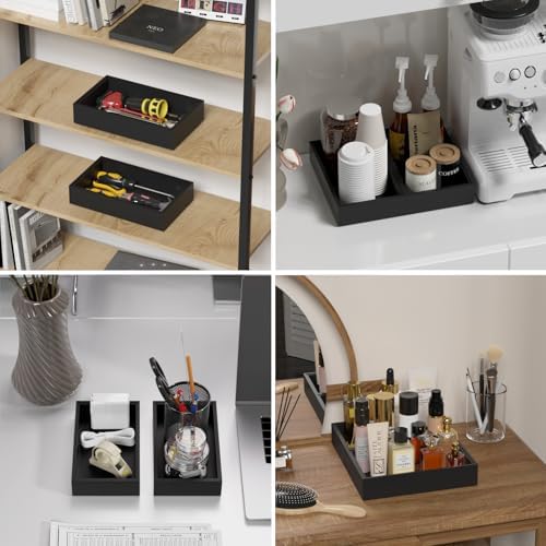 Lixple Bamboo Kitchen Drawer Organizer, 2 Pack, 10" x 6" x 2", Black
