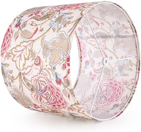GO&SO Lamp Shades Set of 2,13" D x 10" H,Multicolored Floral Drum Shade
