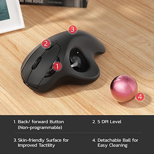 Nulea M501 Wireless Trackball Mouse Ergonomic Thumb Control, 4 DPI Levels