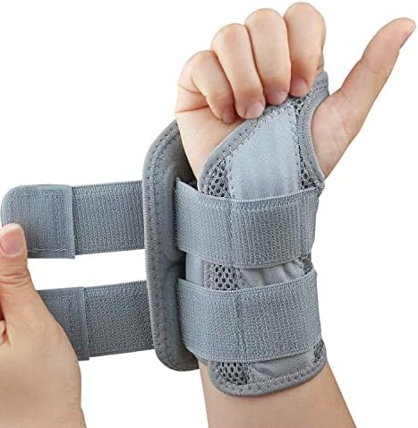 Carpal Tunnel Wrist Brace, Adjustable Wrist Support Brace, Night Wrist Sleep Supports Splints Arm Stabilizer (Right Hand, L/XL, Grey)