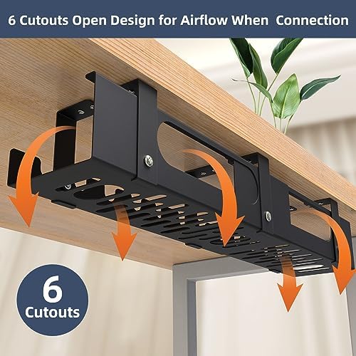 2 Pack Cable Management Under Desk Tray,Adjustable Length(15.7”-31.4”)