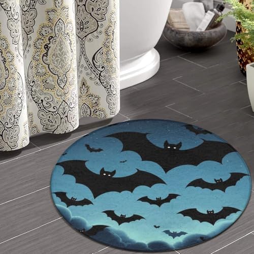 Soft Round Yoga Carpet, Office Chair Decor Round Mat for Carpet and Hardwood Floors Bat