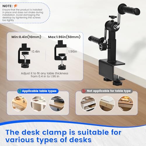 Arm Bike for Physical Therapy, Hand Bike Pedal Exerciser, Portable Arm Exercise Equipment for Arm and Shoulder Workout, Desktop Clamp Design, Suitable for Tabletops 0.4-1.95 in Thick