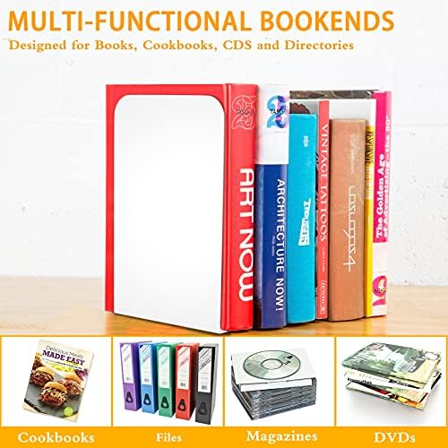 VFINE White Metal Bookends: 2 Pairs for Heavy Books and Shelves