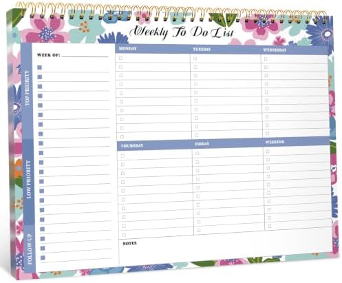 Taja Weekly To Do List Notepad, Undated Weekly Planner Pad, 8.5" x 11"