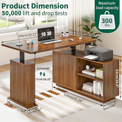 L Shaped Electric Standing Desk, Corner Sit Stand Up Desk, Executive Desk