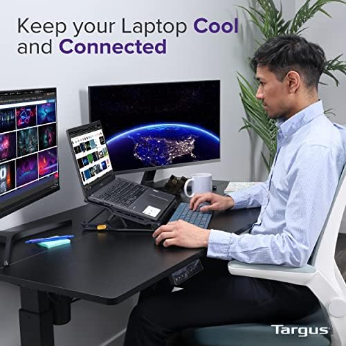 Targus Laptop Cooling Pad for Laptops up to 17-inches, Dual High-Speed Fans Chill Mat + 4-Port USB Hub Laptop Fan Cooling Pad for Work, USB Stand Cooling Pad for Gaming Laptop Cooling Fan (AWE81US)