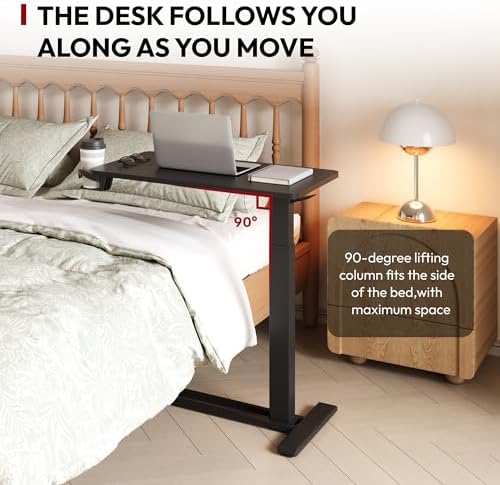 SANODESK 32'' Mobile Standing Desk with Hidden Wheels,Pneumatic Laptop Desk