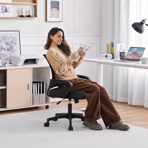 Yaheetech Mid-Back Mesh Computer Office Desk Chair Adjustable Swivel, Black