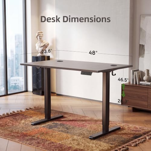 Claiks Electric Standing Desk 48x24 Inch Adjustable Desk, Black