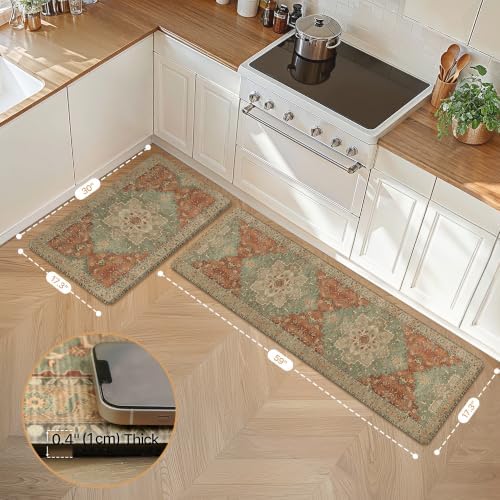 GENIMO Anti Fatigue Kitchen Mats for Floor 2PCS, Standing Rugs,Multi
