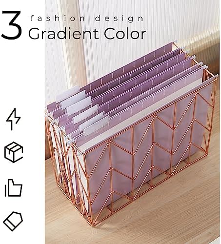 Y YOMA 18 Pack Gradient Hanging File Folders Letter Size Decorative Hanging Folder Pretty File Folder Organizer for Filing Cabinet Office Home with 1/5-Cut Adjustable Tabs, Dusty Violet