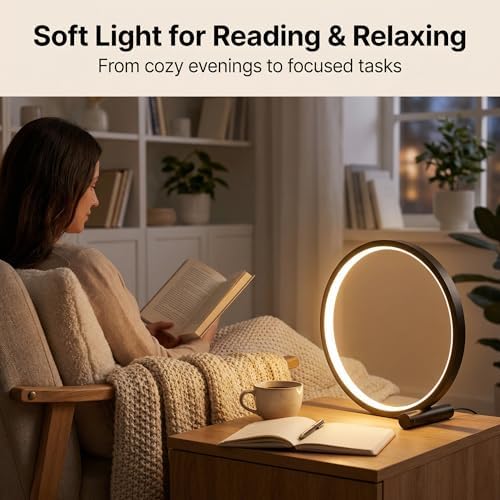 LED Touch Bedside Lamp, 3 Color Temperatures, Stepless Dimming, Black