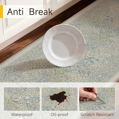 Extra Thick Anti Fatigue Blue Neutral Non-Slip Kitchen Mat 2 Piece