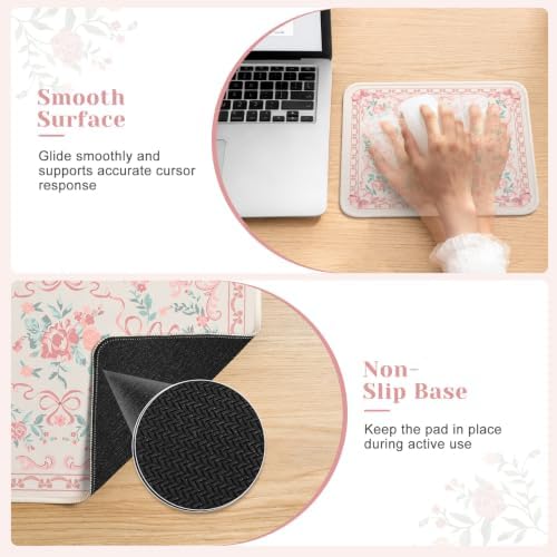 HAOCOO Pink Coquette Mouse Mat, 9.45" x 7.87" Compact Mousepad for Office