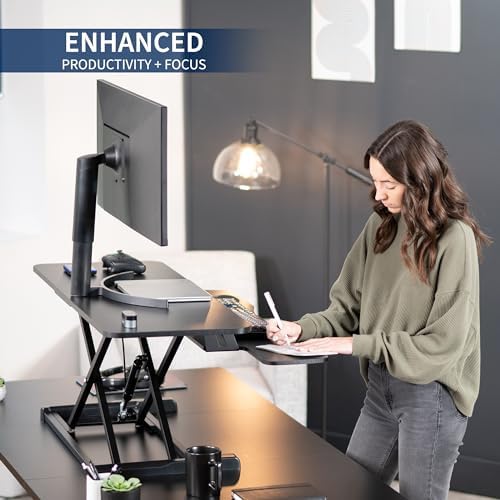VIVO Black Carbon Fiber 42 inch Desk Converter, DESK-V042KR