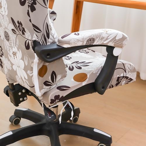 FORCHEER Gaming Chair Cover with Armrest Covers Floral Stretch Racing Computer Chair Slipcover Set Washable 4 Pieces