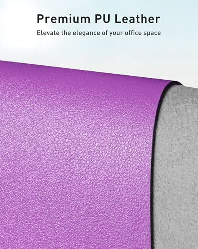 Aothia Faux Leather Desk Mat - Large Mouse Pad, Non-Slip PU Leather Blotter, Waterproof Writing Surface for Office and Home (Iris Violet, 63" x 17")