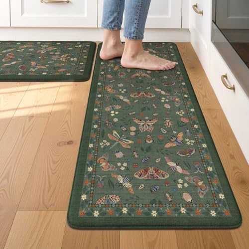 LEEVAN Anti Fatigue Kitchen Mats for Floor, Cushioned Kitchen Mat Set 2PCS
