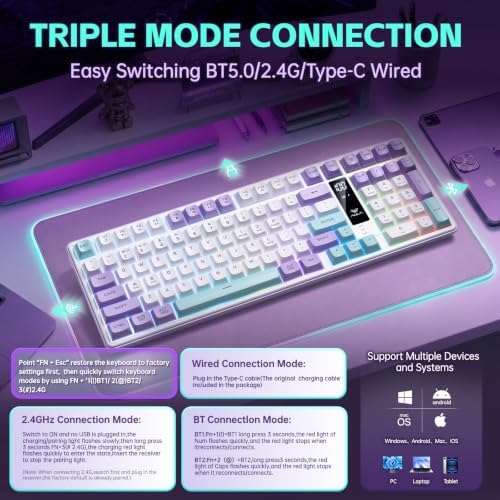 Aula S99pro V2 Wireless Gaming Keyboard,Silent Computer Creamy Keyboard