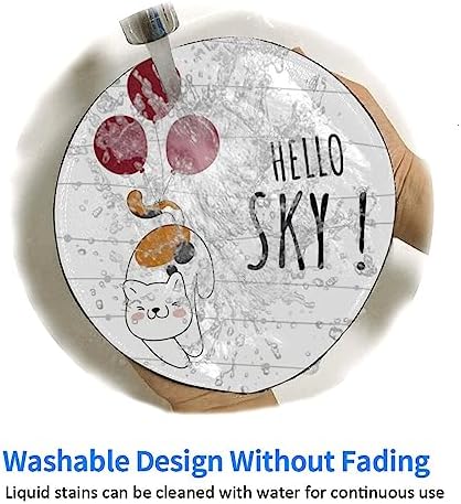 Cute Animal cat Flying with Balloon cat Mouse pad Cute,Gaming Mouse pad Small Non-Slip Round Mouse Pads for Wireless Mouse,Laptop,Desk