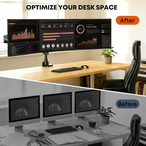 PUTORSEN Triple Monitor Mount for 17-32'' Screens, 22 lbs/arm