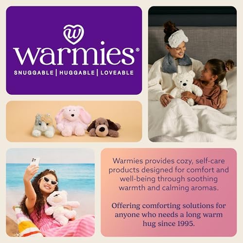 warmies Microwavable Neck & Shoulder Wrap - Heating & Cooling Plush Pad for Calming Relaxation - Weighted & Heated Neck Warmer with Scented Lavender - Microwave Heat Pad for Aches & Pain - Curly Sage