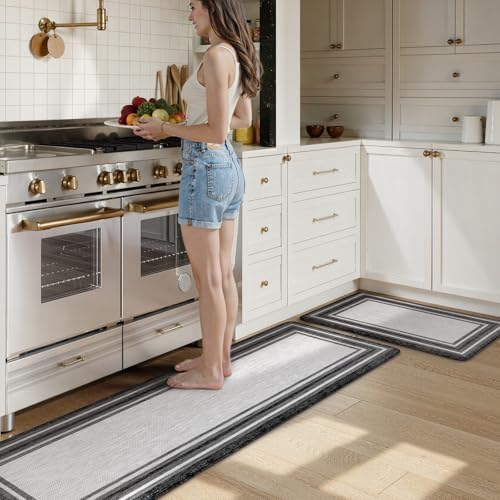 KIMODE Anti Fatigue Kitchen Mats for Floor Farmhouse Kitchen Rugs Sets of 2