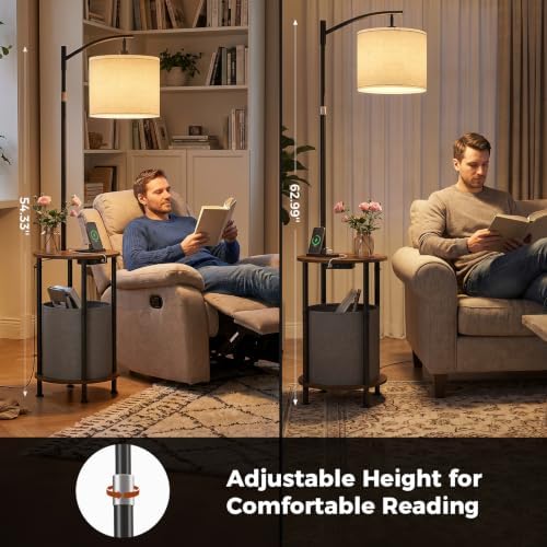 Floor Lamp with Table,Nightstand with Charging Station Living Room