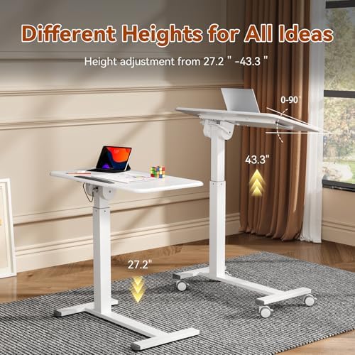 Mobile Standing Desk, Left/Right Rolling Bedside Table