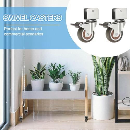 PATIKIL 2 Inch Caster Wheels, 4 Pcs Swivel Casters with Break 0.6" U Bracket Opening 55 Lb Capacity Per Caster for Furniture Office Chairs Carts and Cabinets, Brown