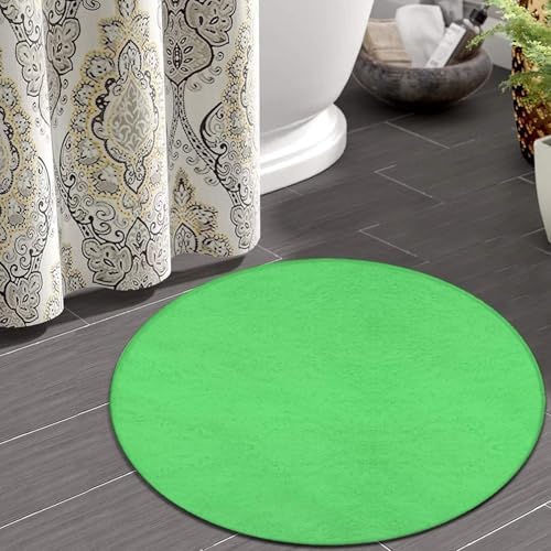 Large Round Area Rug Home Decor Modern Bathroom Rug Kitchen Office Circle Rug for Living Room Sofa Circle Cute Mat Green, 60inch