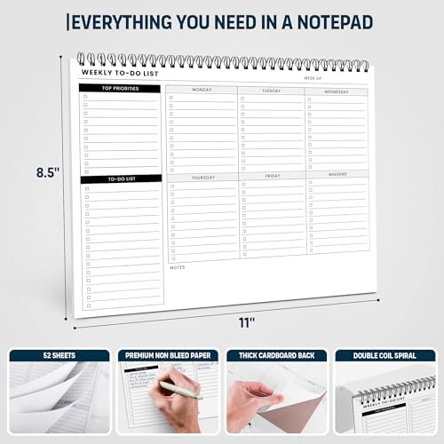 Of a Happy Kind Weekly To Do List Spiral Planner Pad, Undated Work Notepad