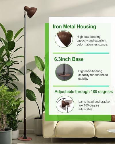 yadoker Plant Grow Light for Indoor Plant, Walnut Wood Grain LED Grow Light,Elevating Plant Lamp,Height Adjustable,Automatic Timer with 8/12/18Hours,10-Level Brightness,Ideal for Large Plant Grow