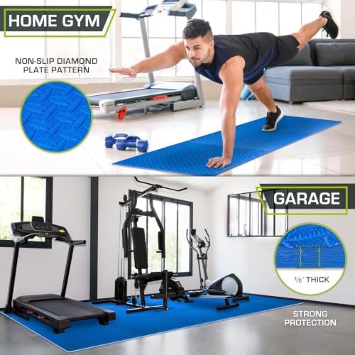 ProsourceFit Exercise Puzzle Mat ½-inch, EVA Interlocking Foam Floor Tiles for Home Gym, Workout Equipment, Kids Play Areas, Blue, 144 SQ FT - 36 Tiles