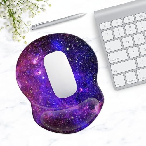 Mouse Pad with Gel Wrist Support and Non-Slip Base - Pain Relief Ergonomic Wrist Rest Mouse Pad for Working & Gaming, Home & Office Desk Accessories Gaming (Nebula)