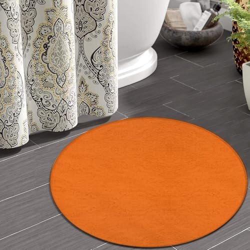 Large Round Area Rug Home Decor Modern Bathroom Rug Kitchen Office Circle Rug for Living Room Sofa Circle Cute Mat Orange, 36inch